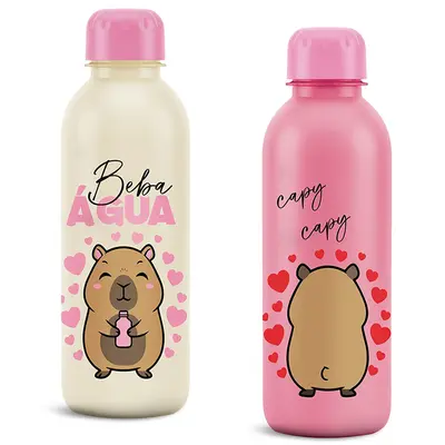 GARRAFA SQUEEZE DE PLASTICO PET REFIL CAPIVARA 600ML