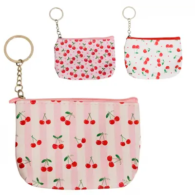 PORTA MOEDAS / NIQUEL DE PVC RETANGULAR CEREJA COM ZIPER VERSY 12X8X3CM