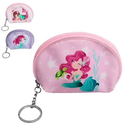PORTA MOEDAS / NIQUEL DE PVC MEIA LUA SEREIA / UNICORNIO COM ZIPER VERSY 11X8X4CM