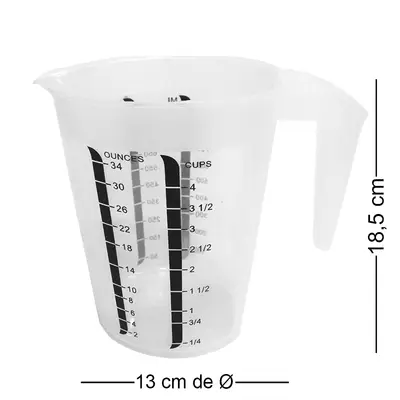 COPO JARRA DE MEDIDA / DOSADOR GRADUADO DE PLASTICO CASA NOBRE 1L