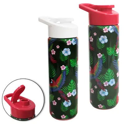 GARRAFA SQUEEZE SLEEVE DE PLASTICO PET BRASILIDADES ARARAS COM TAMPA E ALCA 700ML