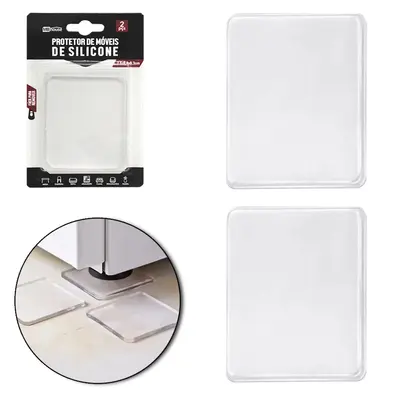 PROTETOR AUTOADESIVO PARA MOVEIS DE SILICONE RETANGULAR COM 2 PECAS 7,5X6,4X0,3CM MB HOUSE