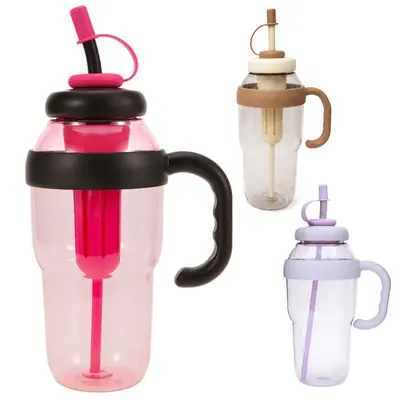 COPO COM TAMPA + ALCA + CANUDO E INFUSOR DE PLASTICO 1,1L