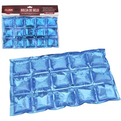 BOLSA DE GELO FLEXIVEL ECOLOGICO DE PLASTICO AZUL NA SOLAPA