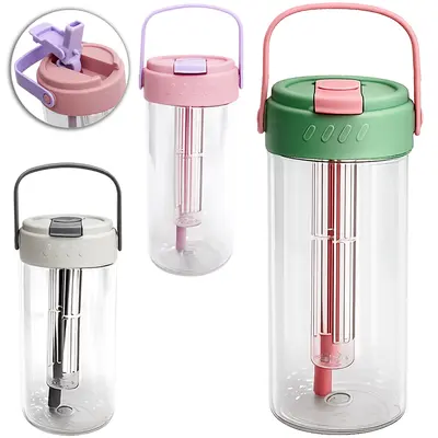 GARRAFA SQUEEZE DE PLASTICO PET FLEXIVEL COM CANUDO E ALCA 700ML