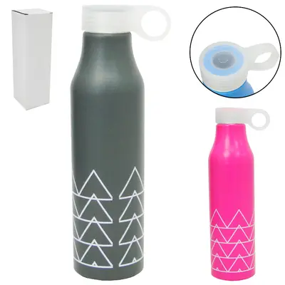 GARRAFA SQUEEZE DE ALUMINIO ESTAMPADO COM TAMPA + ALCA DE PLASTICO COLORS 700ML NA CAIXA