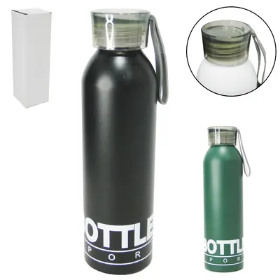 GARRAFA SQUEEZE DE ALUMINIO BOTTLE SPORT COM TAMPA + ALCA DE SILICONE COLORS 700ML NA CAIXA