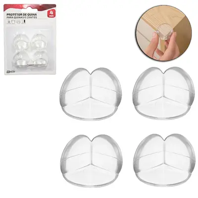 PROTETOR DE PVC PARA QUINA DE MESA COM 4 PECAS 3X2,4CM MB HOUSE