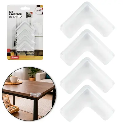 PROTETOR DE SILICONE PARA QUINA DE MESA COM 4 PECAS 5X3,5CM