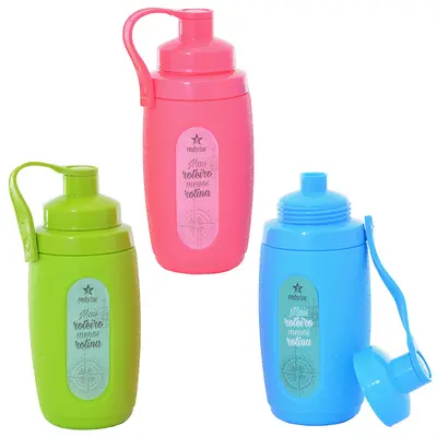 GARRAFA SQUEEZE DE PLASTICO PP WATER BOTTLE COM TAMPA + ALCA COLORS 800ML