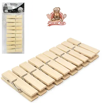 PRENDEDOR DE ROUPA DE BAMBU COM 10 PECAS 6X1CM