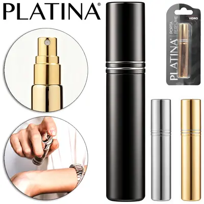 FRASCO SPRAY DE VIDRO PARA PERFUME PLATINA COM TAMPA METALIZADO COLORS 10ML