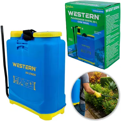 PULVERIZADOR / BORRIFADOR COSTAL 20L COM TRAVA + BICO COM JATO REGULAVEL