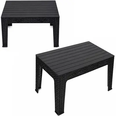 MESA DE PLASTICO RETANGULAR RATTAN PRETA 70X45CM