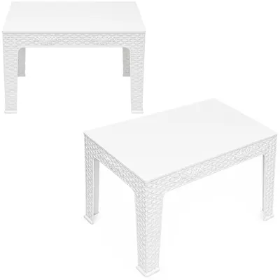 MESA DE PLASTICO RETANGULAR RATTAN BRANCA 70X45CM