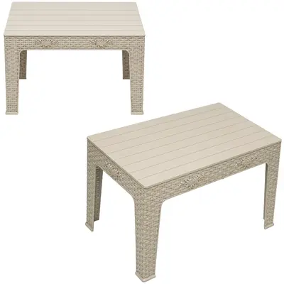MESA DE PLASTICO RETANGULAR RATTAN NUDE 70X45CM