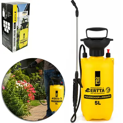 PULVERIZADOR / BORRIFADOR 5L COM TRAVA + BICO COM JATO REGULAVEL