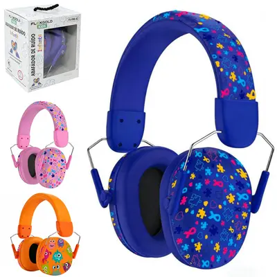 ABAFADOR / PROTETOR DE RUIDO INFANTIL (PARA CRIANCAS COM TDAH,TEA E TOD) AJUSTAVEL TIPO CONCHA FLEXGOLD KIDS