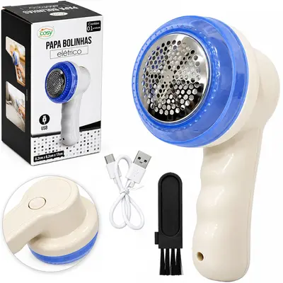 PAPA BOLINHA RECARREGAVEL COM DEPOSITO DE PLASTICO + ESCOVA E CABO USB 17X8,2X6,5CM
