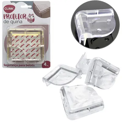 PROTETOR DE SILICONE PARA QUINA DE MESA COM 4 PECAS 4,5X4,5CM NA CARTELA