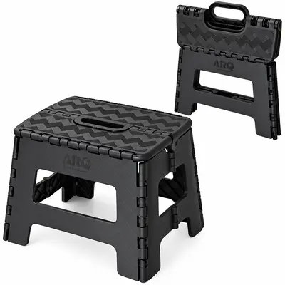 BANCO BANQUINHO BANQUETA DOBRAVEL DE PLASTICO ADULTO E INFANTIL PRETO 29,5X24X22CM