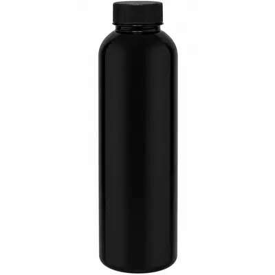 GARRAFA SQUEEZE DE PLASTICO PET PRETA COM TAMPA 600ML