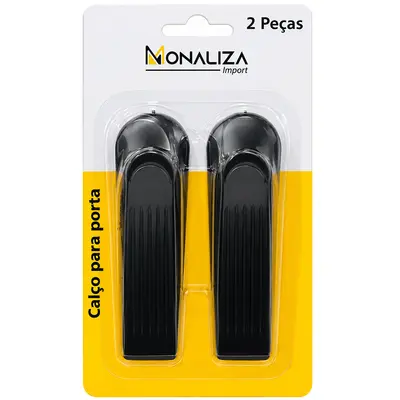 APARADOR / TRAVA DE PORTA DE PLASTICO PRETO / BRANCO COM 2 PECAS 11,5X3,5CM