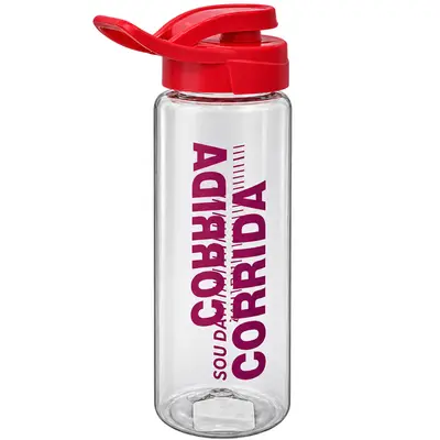 GARRAFA SQUEEZE DE PLASTICO PET SOU DA CORRIDA COM TAMPA E ALCA 750ML