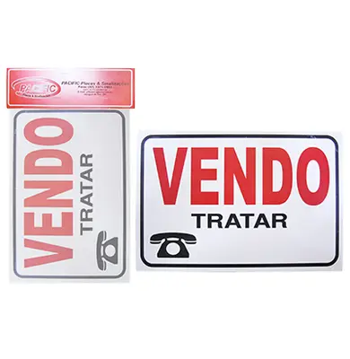 PLACA INDICATIVA VENDO TRATAR 20X30CM