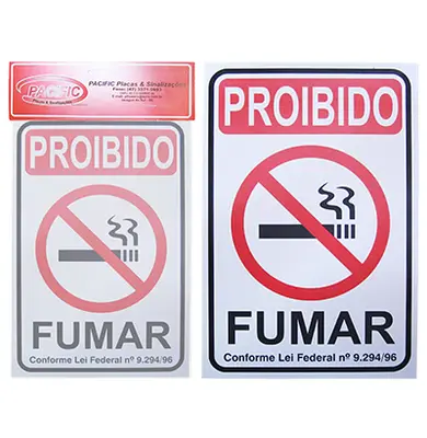 PLACA INDICATIVA PROIBIDO FUMAR 20X30CM