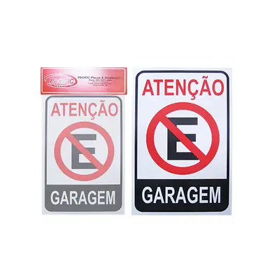 PLACA INDICATIVA ATENCAO GARAGEM 20X30CM