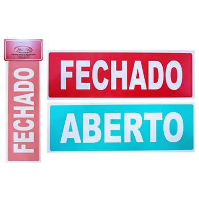PLACA INDICATIVA ABERTO/FECHADO 10X30CM
