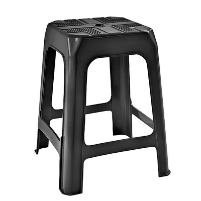 BANQUETA DE PLASTICO QUADRADA PRETO 45X35CM