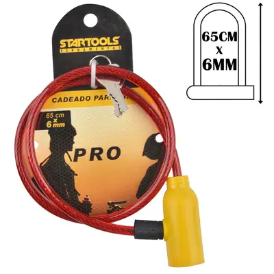 CADEADO TRAVA DE BICICLETA / MOTO PRO COLORS 65CMX6MM NA CARTELA