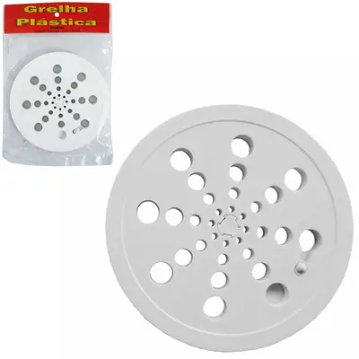 GRELHA / RALO DE PLASTICO REDONDO BRANCO ABRE E FECHA 150MM