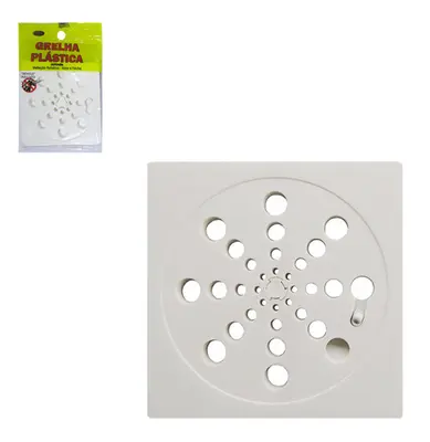 GRELHA / RALO DE PLASTICO QUADRADO BRANCO ABRE E FECHA 100MM
