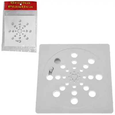 GRELHA / RALO DE PLASTICO QUADRADO BRANCO ABRE E FECHA 150MM