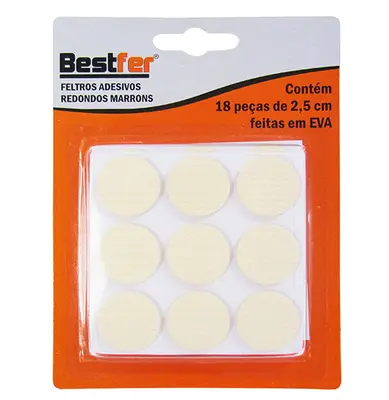 PROTETOR AUTOADESIVO PARA MOVEIS EM EVA REDONDO CREME 2,5CM DE Ø COM 18 PECAS