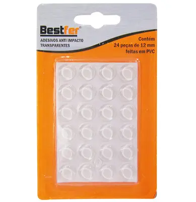 PROTETOR DE PVC TIPO PINGO REDONDO AUTOADESVIO MEDIO COM 24 PECAS 12MM DE Ø