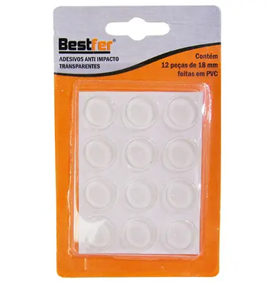 PROTETOR DE PVC TIPO PINGO REDONDO AUTOADESIVO GRANDE COM 12 PECAS 18MM DE Ø