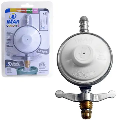 REGULADOR DE GAS GLP DE ZAMAC BRANCO CHAVE ABS NO BLISTER