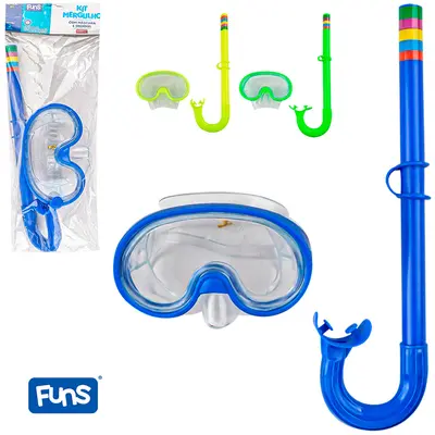 KIT OCULOS DE NATACAO / MERGULHO MASCARA + SNORKEL COM 2 PECAS FUNS