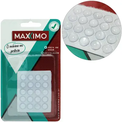 PROTETOR DE PVC TIPO PINGO REDONDO AUTOADESIVO COM 20 PECAS 10MM DE Ø
