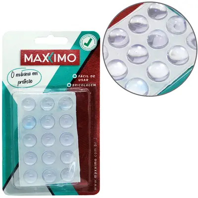 PROTETOR DE PVC TIPO PINGO REDONDO AUTOADESIVO COM 15 PECAS 14MM DE Ø