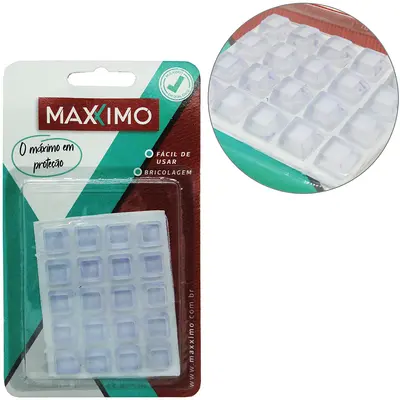PROTETOR DE PVC TIPO PINGO QUADRADO AUTOADESIVO COM 20 PECAS 13MM