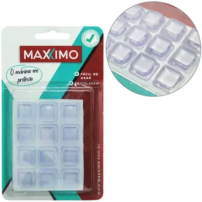 PROTETOR DE PVC TIPO PINGO QUADRADO AUTOADESIVO COM 12 PECAS 19MM