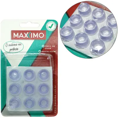 PROTETOR DE PVC REDONDO ALTO AUTOADESIVO COM 9 PECAS 23MM DE Ø