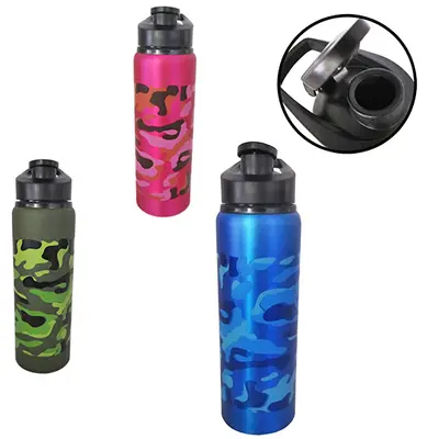 GARRAFA SQUEEZE DE ALUMINIO ESPORTIVA CAMUFLADA FOSCA COLORS 750ML