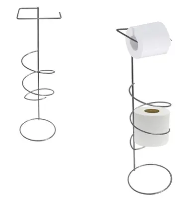 SUPORTE PORTA PAPEL HIGIENICO DE PISO ARAMADO PARA 2 ROLOS CROMADO 48,5X15CM