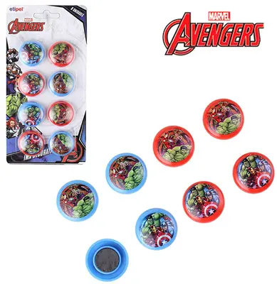 IMA PRENDEDOR MAGNETICO MULTIUSO VINGADORES/AVENGERS COLORS COM 8 PECAS 3CM DE Ø